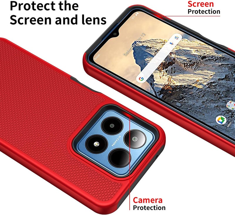 Mocotto for Boost Summit 5G Case with Tempered Glass Screen Protector,Dual Layer Heavy Duty Shockproof Protection (Boost Summit 5G,Red) - Image 2